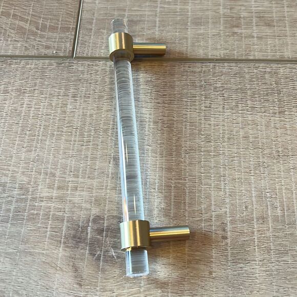 Anthropologie Gold and Acrylic Handle Cabinet Drawer Pull - Picture 3 of 7